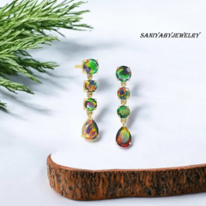 Natural Ethiopian black Opal Earrings