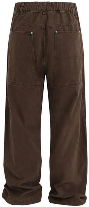 Men Spring Autumn Casual Suit Multiple Pockets Workwear Straight Leg Pants Suit Denim Jacket