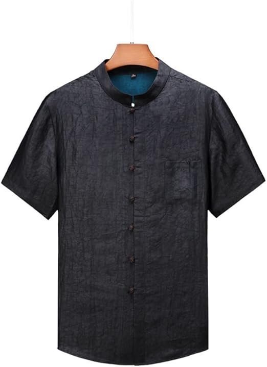 Casual Suit Chinese Thin Silk Loose Straight Silk Middle-Aged Dad's Dress(L)