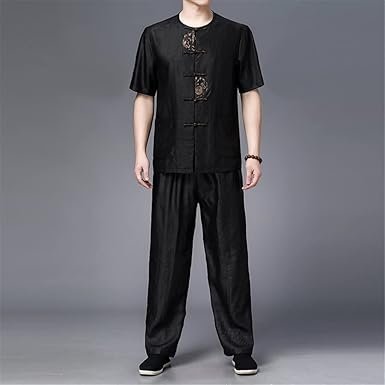 Button Decoration Middle-Aged Men's Chinese Casual Men's Two-Piece Suit