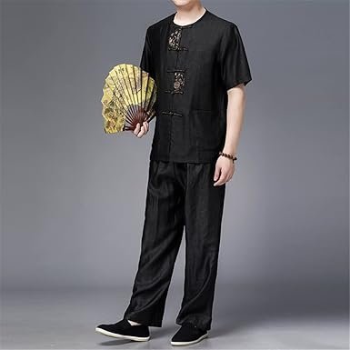 Button Decoration Middle-Aged Men's Chinese Casual Men's Two-Piece Suit