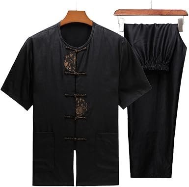 Button Decoration Middle-Aged Men's Chinese Casual Men's Two-Piece Suit