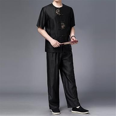 Button Decoration Middle-Aged Men's Chinese Casual Men's Two-Piece Suit