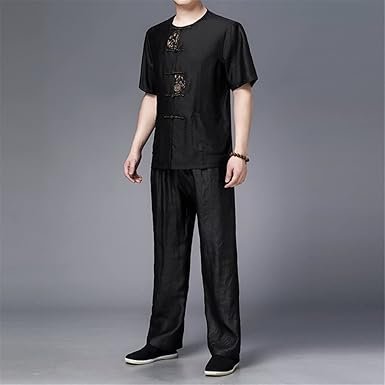 Button Decoration Middle-Aged Men's Chinese Casual Men's Two-Piece Suit