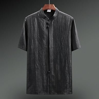 CHONG FENG XIA Silk Summer Tang Suit Men's Silk Short Sleeve Suit Spring and Summer Shirt Suit