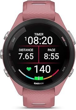 Garmin Forerunner 265S Running Smartwatch, Colorful AMOLED Display, Training Metrics and Recovery Insights, Light Pink and Powder Gray