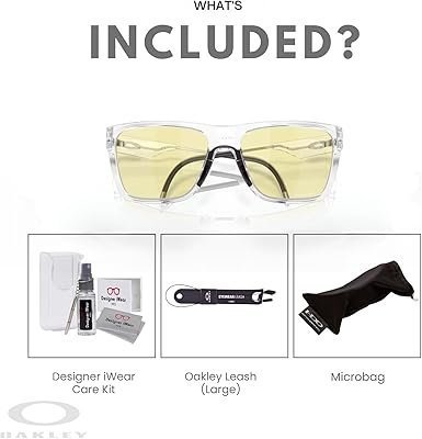 Oakley NXTLVL OO9249 Gaming Collection Rectangle Blue Light Blocking Glasses for Men Leash + Designer iWear Kit
