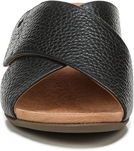 Vionic Leticia Women's Wedge Comfort Sandal Black-tumbled Leathe - 8.5 Medium