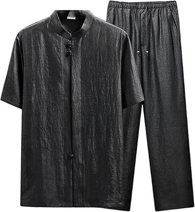 CHONG FENG XIA Silk Summer Tang Suit Men's Silk Short Sleeve Suit Spring and Summer Shirt Suit