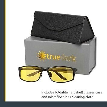TrueDark Daylights Amber Elite Blue Light Blocking Glasses to Reduce Eye Strain and UV Glare for Increased Energy - Men & Women, Computer Screen, Gaming, TV, Phone - by Dave Asprey