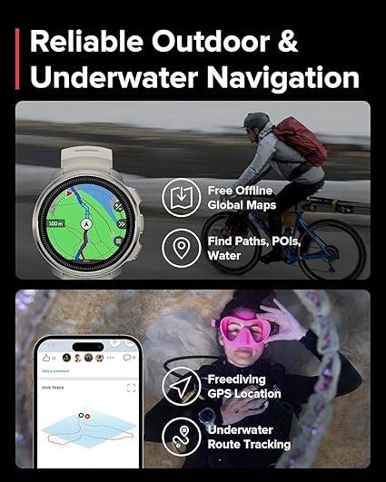 SUUNTO Ocean Dive Computer (Sand) + Tank Pod Combo, GPS Multisport Watch for Training, Underwater Route Tracking & Wireless Tank Pressure Monitor