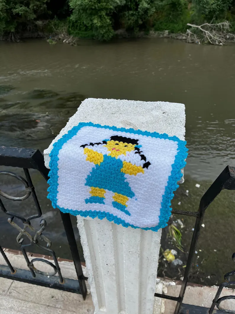Handmade Crochet Bath Mitt with Girl Figure