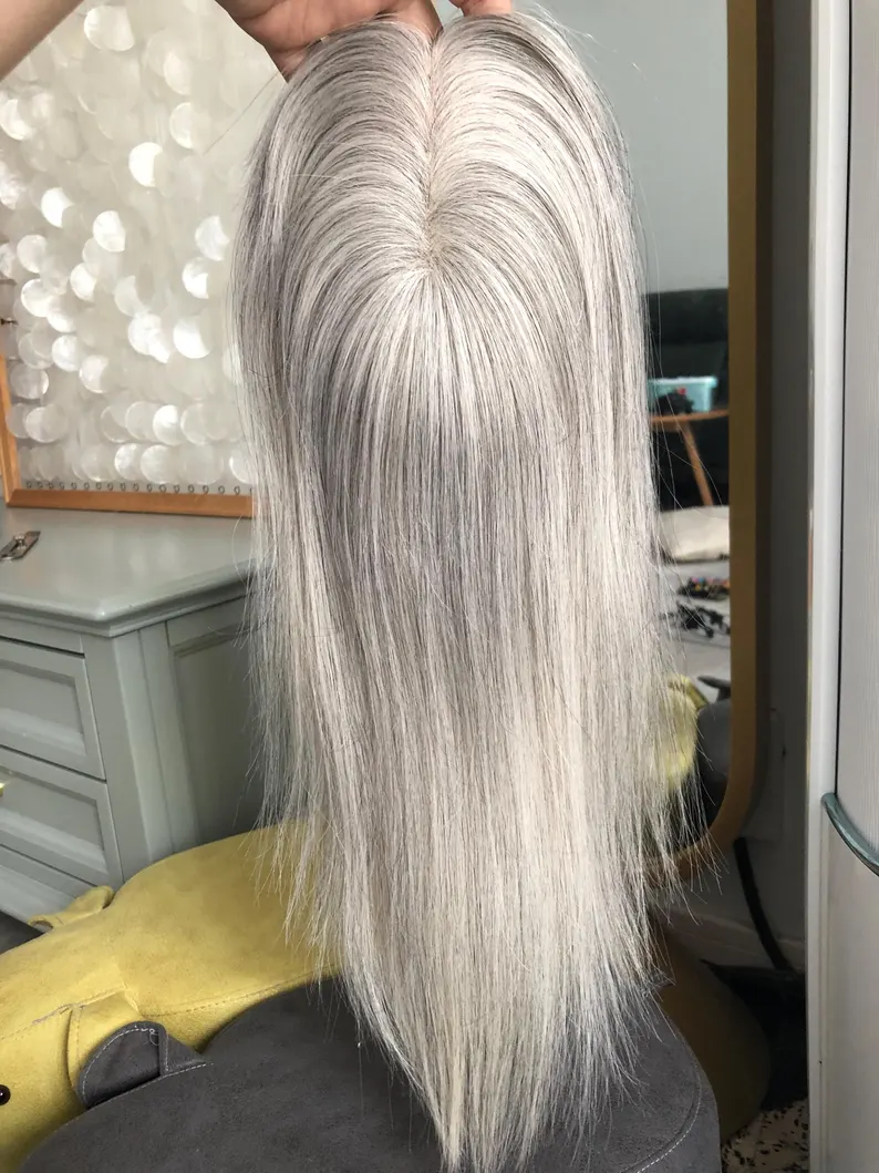 Salt And Pepper Human Virgin Hair Toppers,