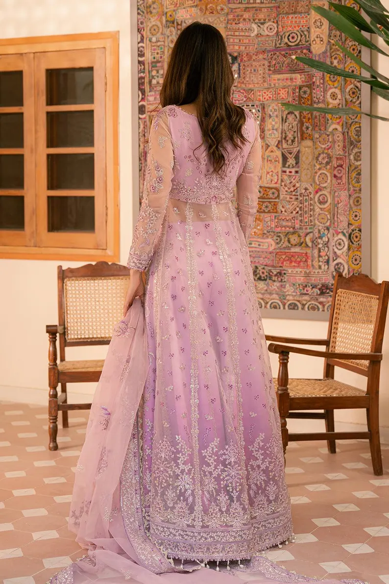 Lilac organza dress, eastern dresses, bridal and formal outfits shalwar qamiz