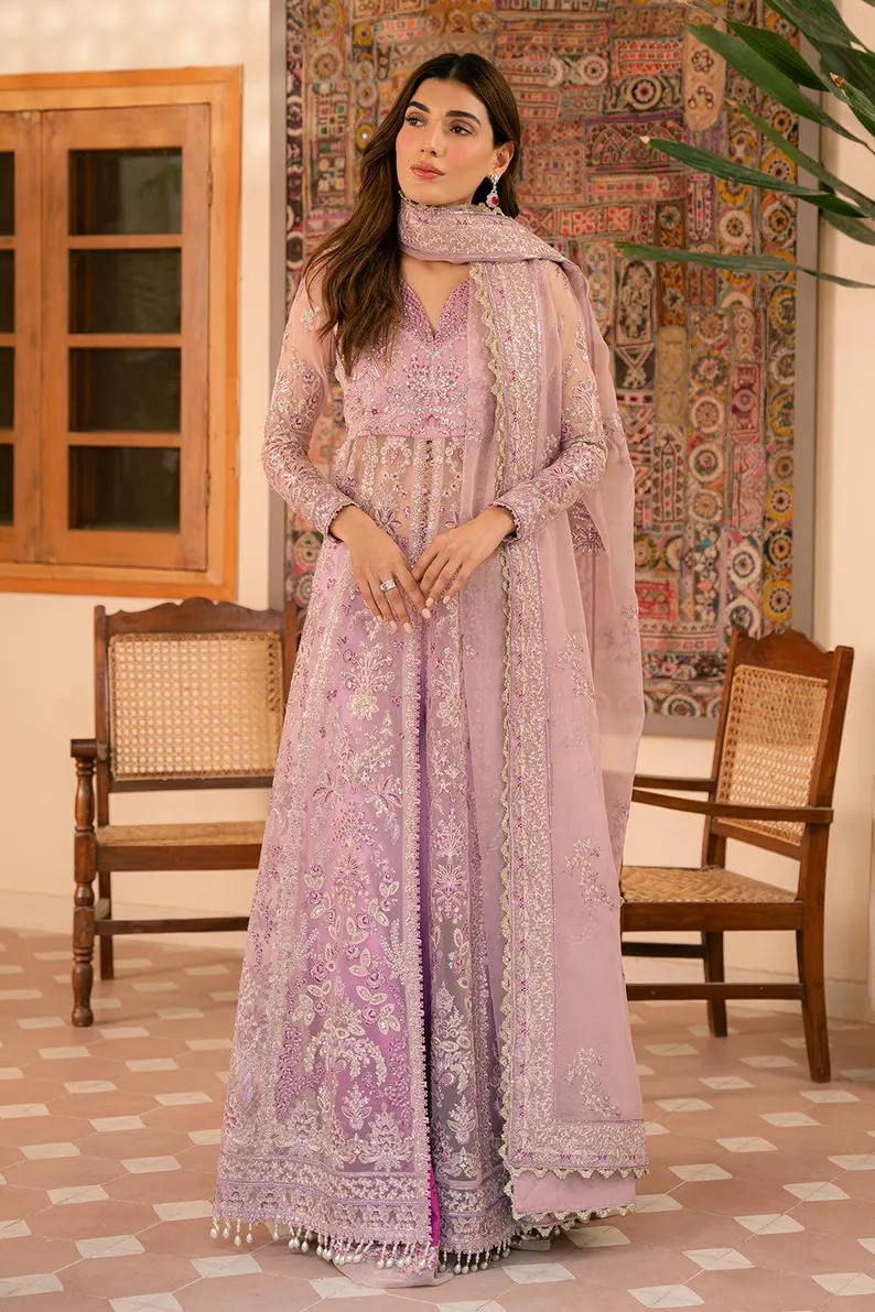 Lilac organza dress, eastern dresses, bridal and formal outfits shalwar qamiz