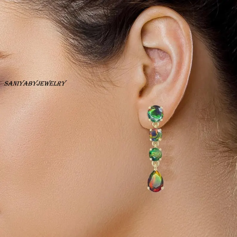 Natural Ethiopian black Opal Earrings