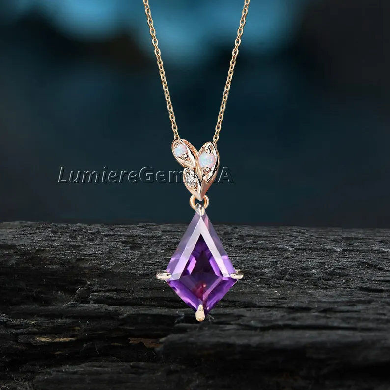 Unique Kite Cut Amethyst Ring,Earrings,Necklace