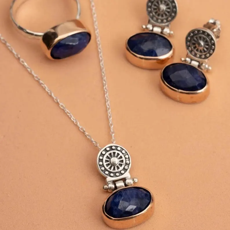 Antique Handmade Sapphire Jewelry Set