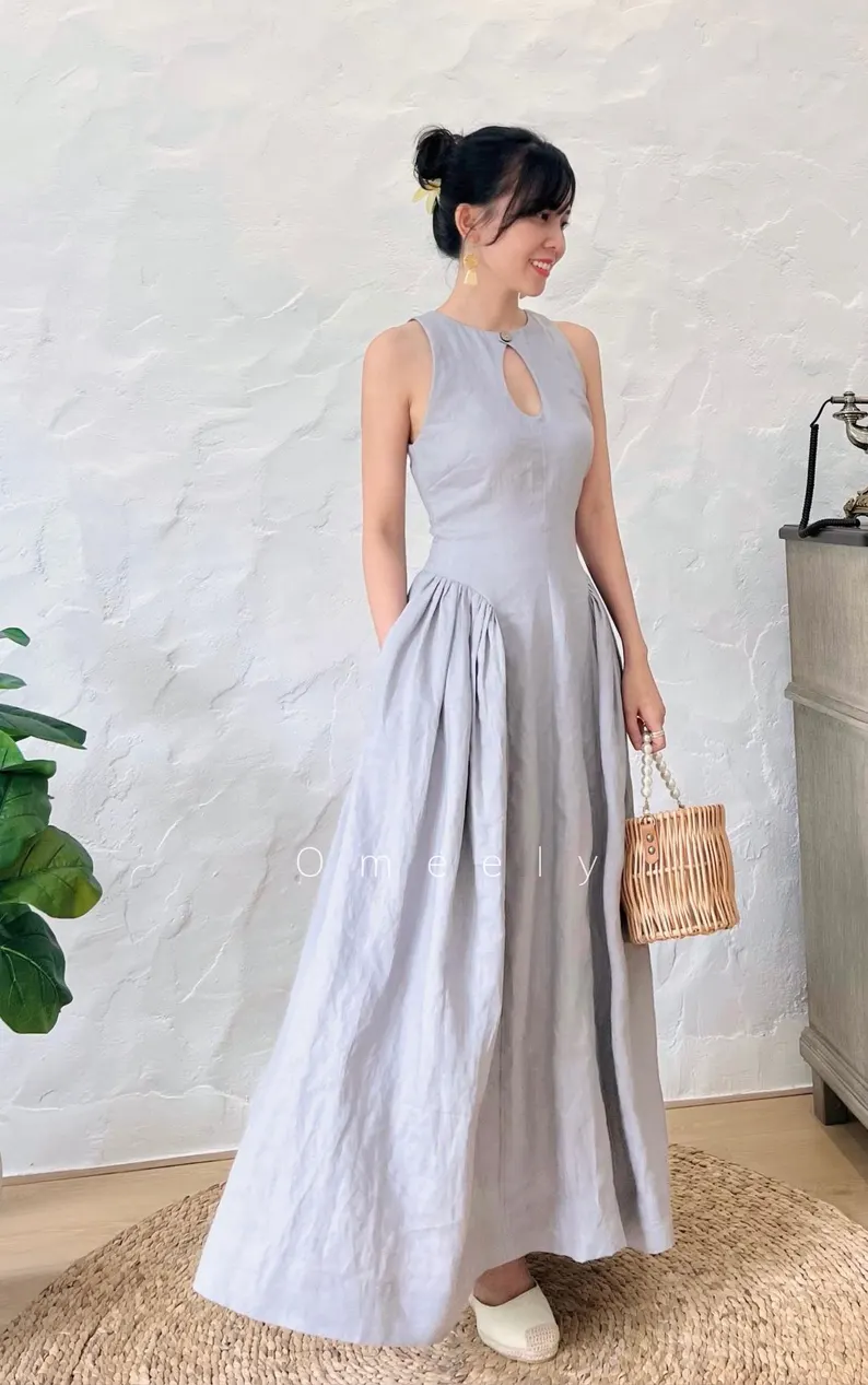 Linen Dress With Pockets Bridemaid Dress