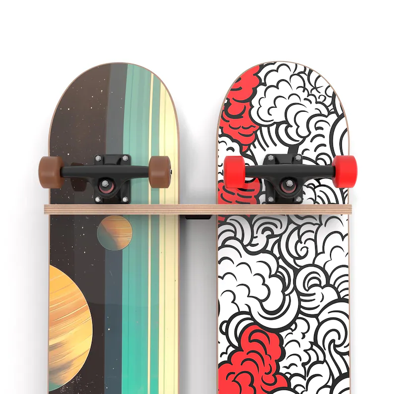 Skateboard / Longboard Wall Storage - Double Board Display